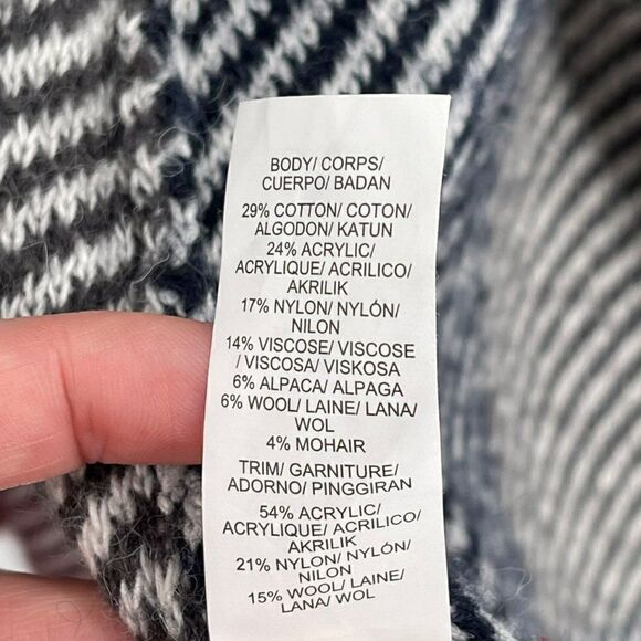 Lucky Brand Alpaca Wool Mohair Blend Check Open Front Cardigan Sweater Large - Picture 11 of 14